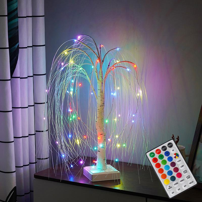 Rose Flower Tree Lights Willow Table Lamp Decor 18 Colors Changing for Home Wedding Party Christmas Bonsai Tree Night Light Gift