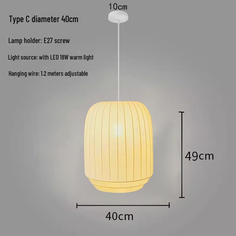 Zen Lantern: Japanese Silk Fabric Pendant Light for Bedroom, Dining Room, and Bar