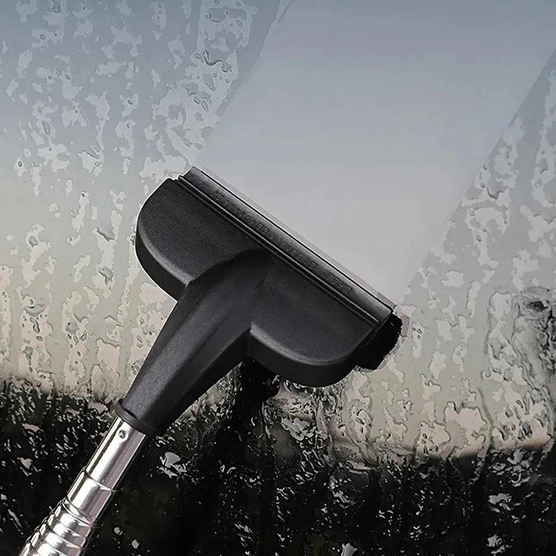 Car Rearview Mirror Wiper Telescopic Handle Car Rear View Mirrow Wiper Stainless Car Glass Cleaning Tool Brush Auto Accessories