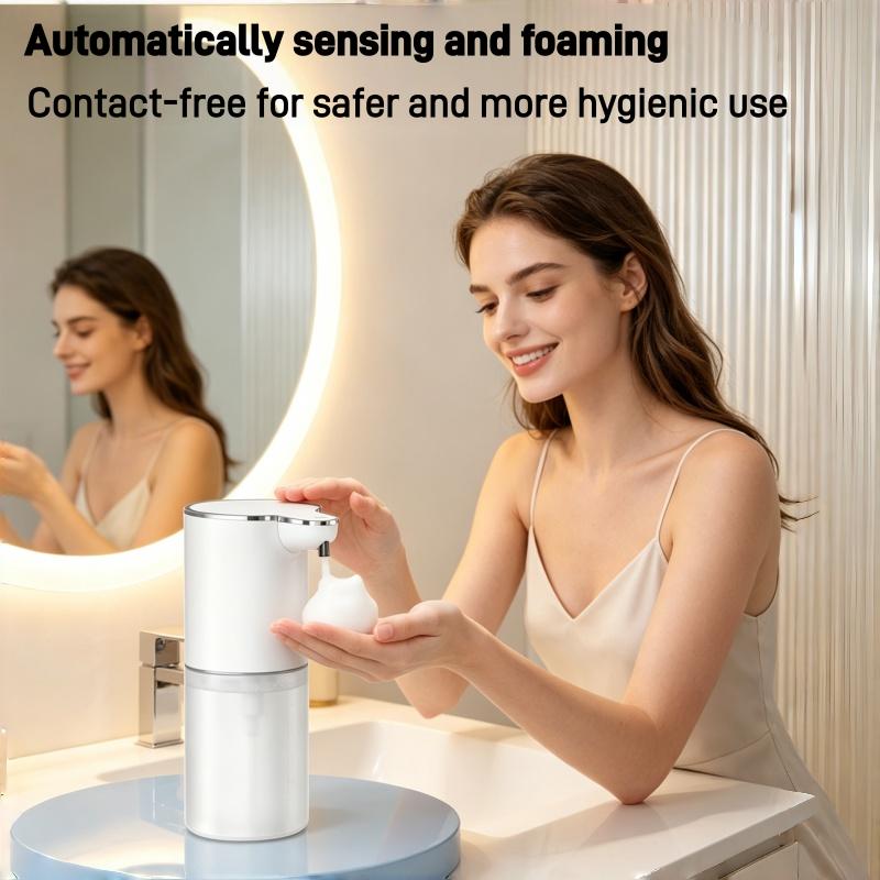 Automatic Foam Soap Dispenser Touchless USB Rechargeable Smart Infrared Sensor Wall Mount Countertop For Bathroom Kitchen Home