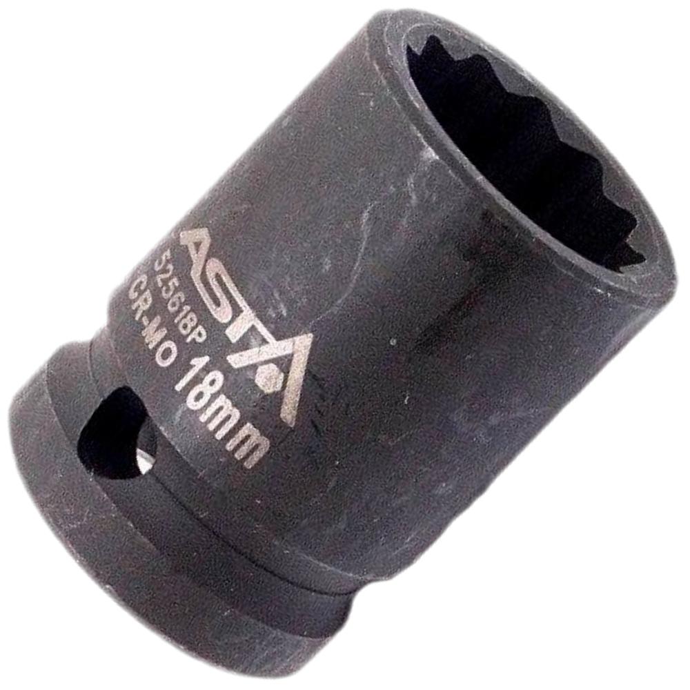 Impact socket CR-Mo 13 1/2' 12-point short ASTA