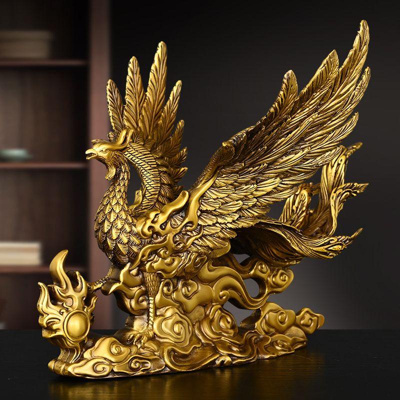 Full Copper Phoenix Ornament Living Room Housewarming Decorations Phoenix Auspicious Auspicious Decor