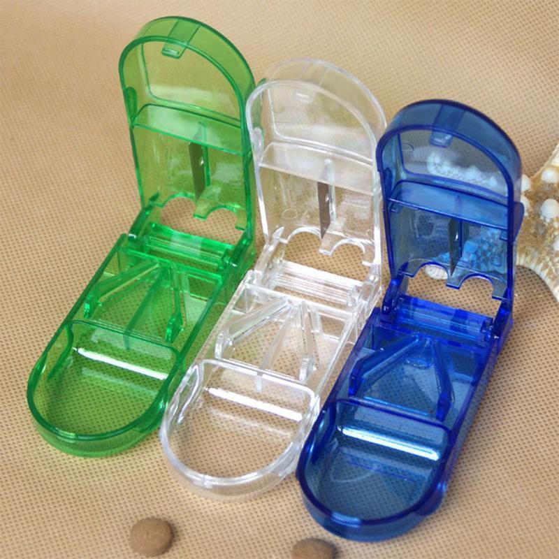 Portable Pill Cutter Box Convenient Pills Box Pill Caplets Medicine Holder Pill Splitter Divide Compartment Medicine Storage Box