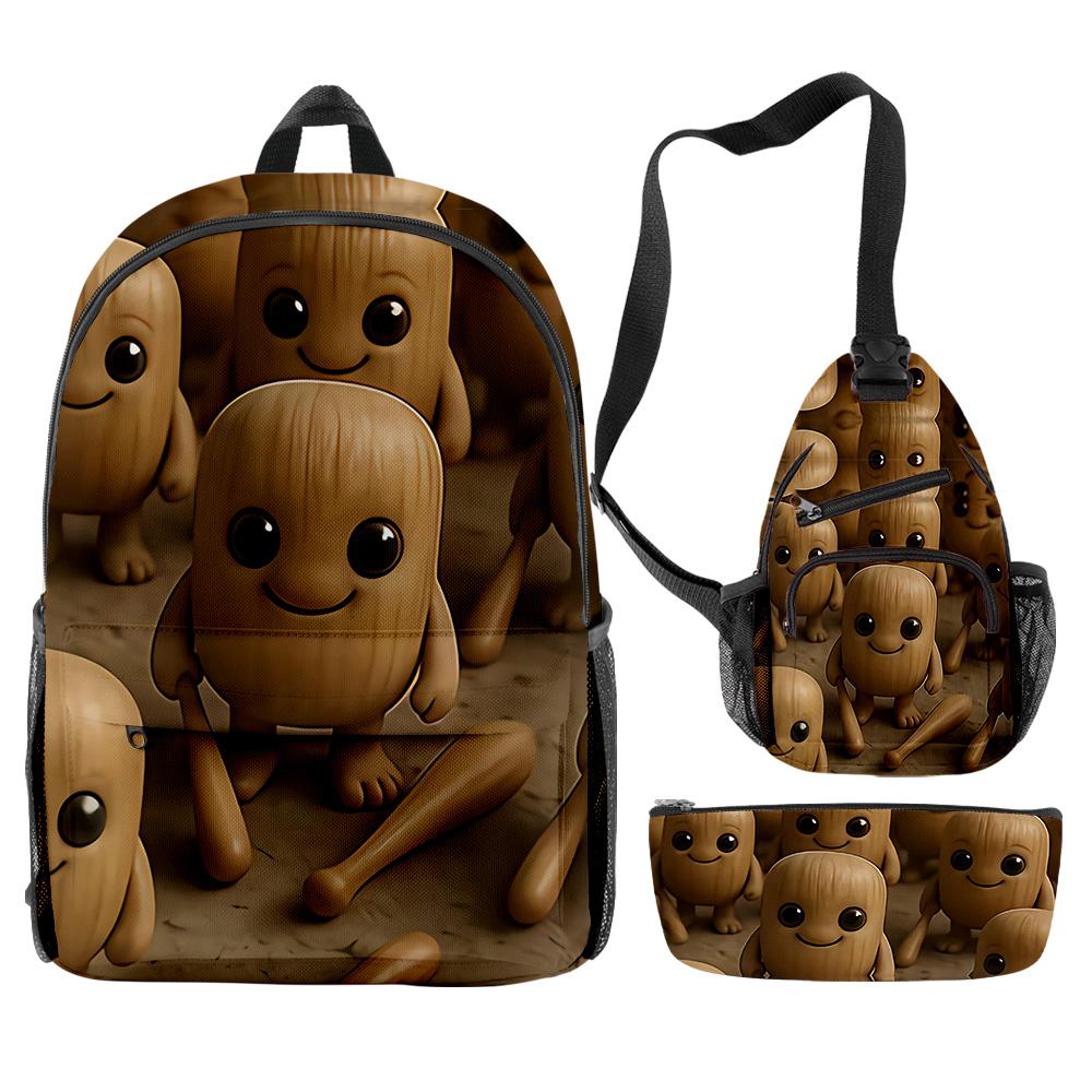 Hip Hop Populaire Cartoon Grappige tungtungtung 3D Print 3 stuks/Set leerling Schooltassen Reizen Laptop Rugzak Borsttas Etui