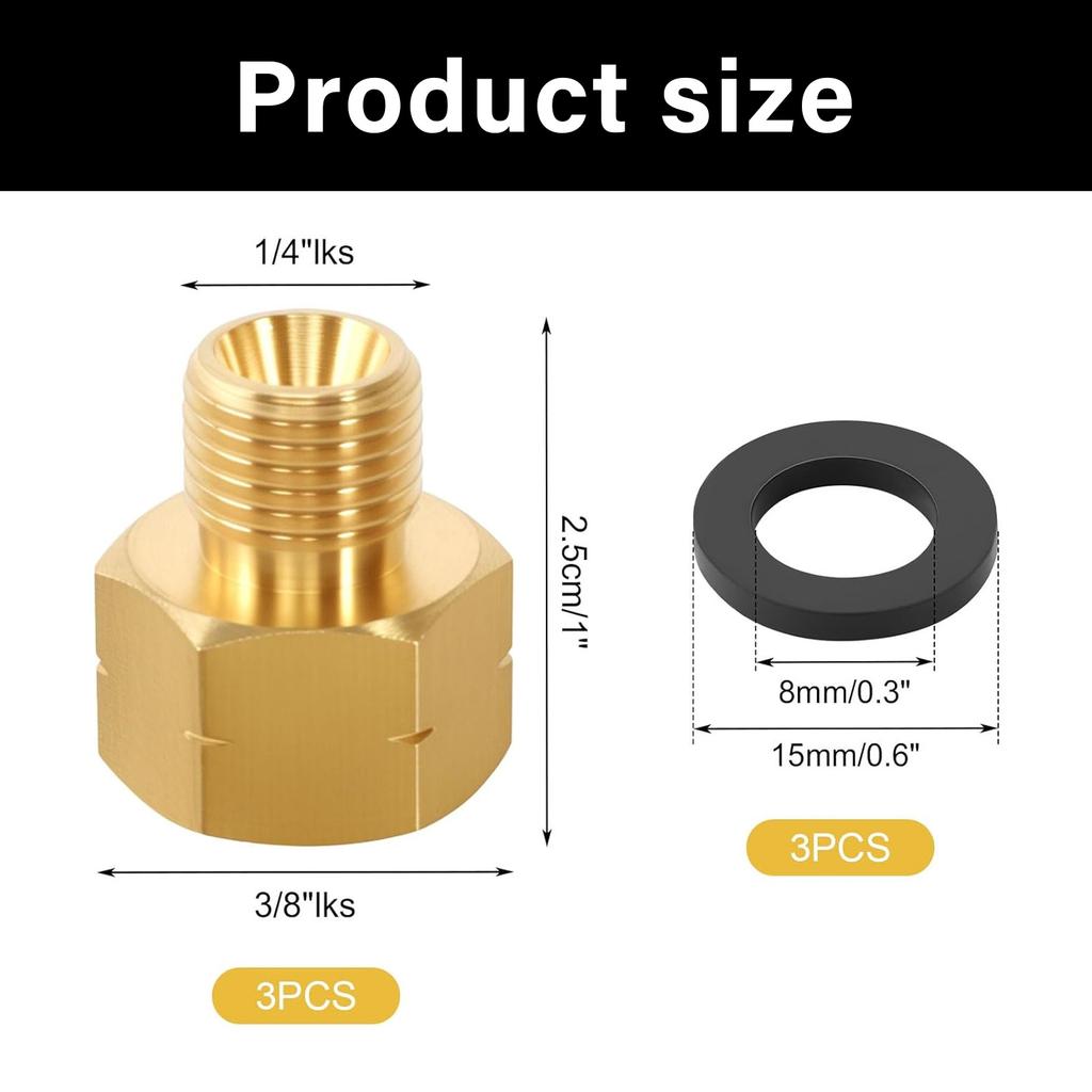 Brass LPG Gas Adapters 3/8" Internal Thread To 1/4" External Reverse Thread Leak Proof Connector LPG Tank Adapter