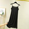 Women's summer simulated silk thin large size solid color nightdress thin sleeveless pregnant women's belly cover dress can be worn outside