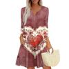Damenkleid Locker V-Ausschnitt Dreiviertelarm Mit Taschen Kleid
