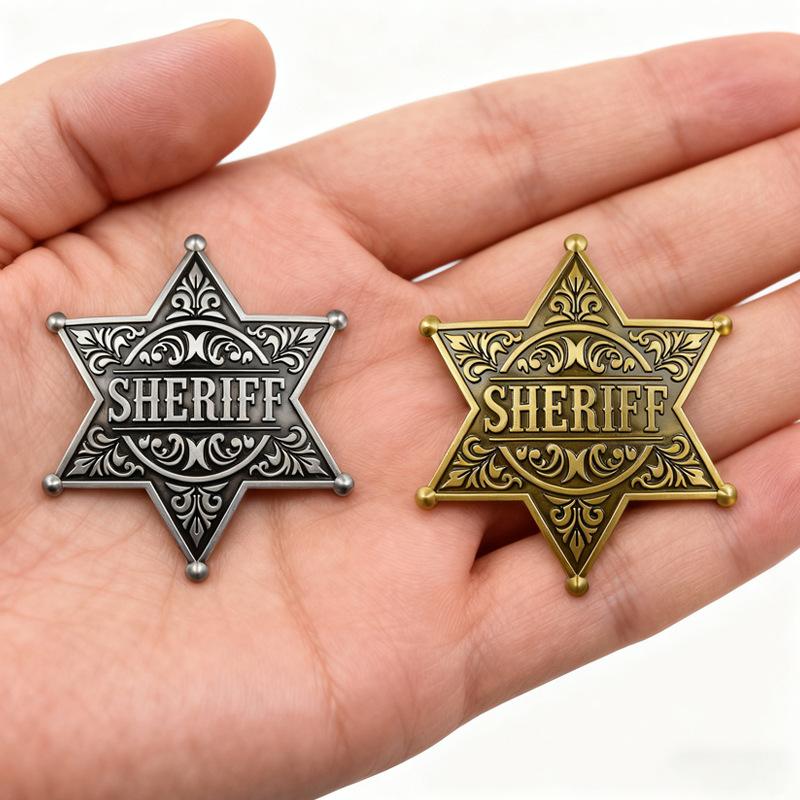 Sheriff Brooch Six-pointed Star Pin Security SHERIFF Honor Exquisite Badge