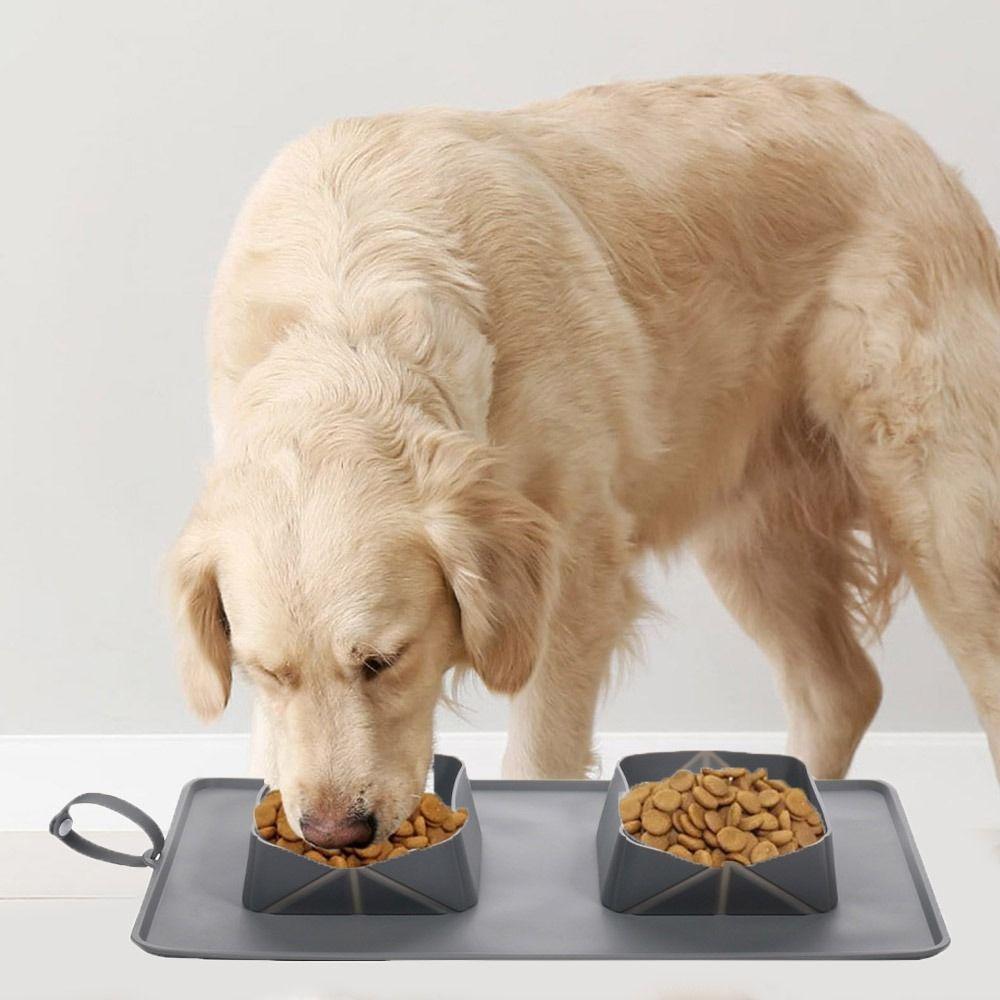 Anti Slip Silicone Folding Dog Bowl 2-in-1 Cat Water Feeder Folding Double Bowls  for Dogs/Cats
