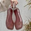 Fashion Women Sandals Spring Summer PVC Square Toe Jelly Shoes Fashion Transparent Flat Sandals Casual Beach Shoes Sandalias De Mujer