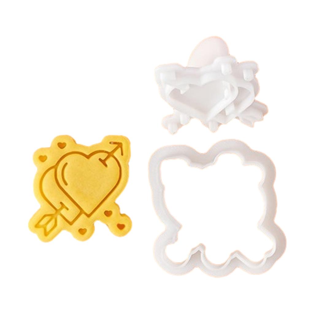 Valentine's Day Cookie Cutters Cartoon Pressable Biscuit Mold Holiday Biscuit Fondant Cookie Stamps Party Supplies