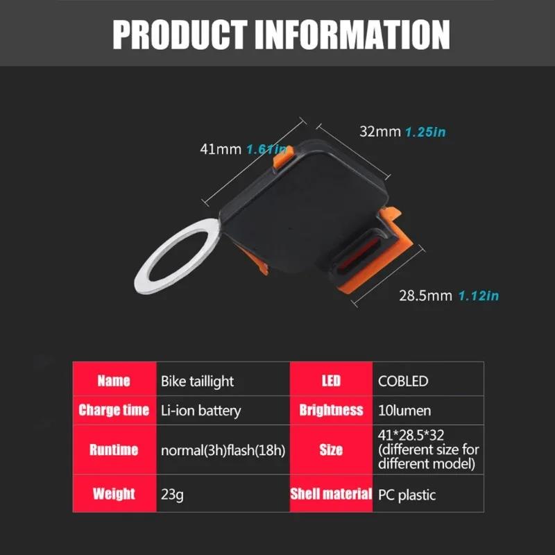 COB Bicycle Lights IPX 6 Waterproof Bicycle Taillight USB Rechargeable Bike Rear Light Heart Shape Bike LED for Cycling Parts 7