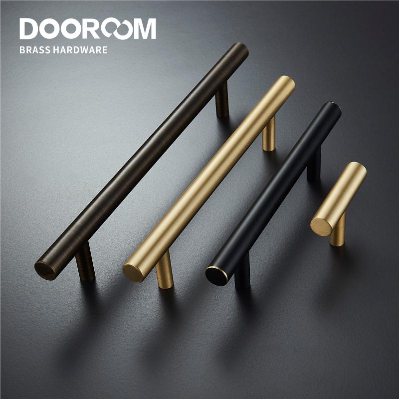 Dooroom Yu'an Brass Furniture Handles Nordic Modern Pastoral Wardrobe Dresser Cupboard Drawer Cylinder Black/Gold Pulls Knobs