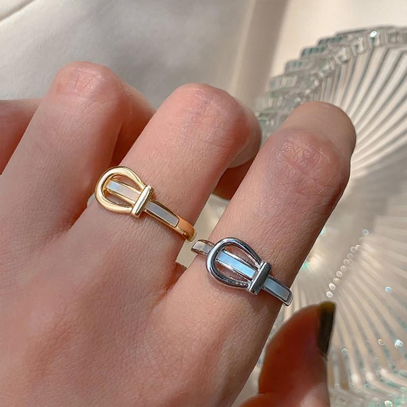 Atemberaubender S925 Silber Verstellbarer Ring Mit Natürlicher Muschel Schnalle Für Damen Mode