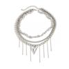 Ingemark Trendy Exquisite Love Heart Pendant Choker Necklace for Women Boho Silver Color Tassel Metal Chain Wedding Neck Jewelry