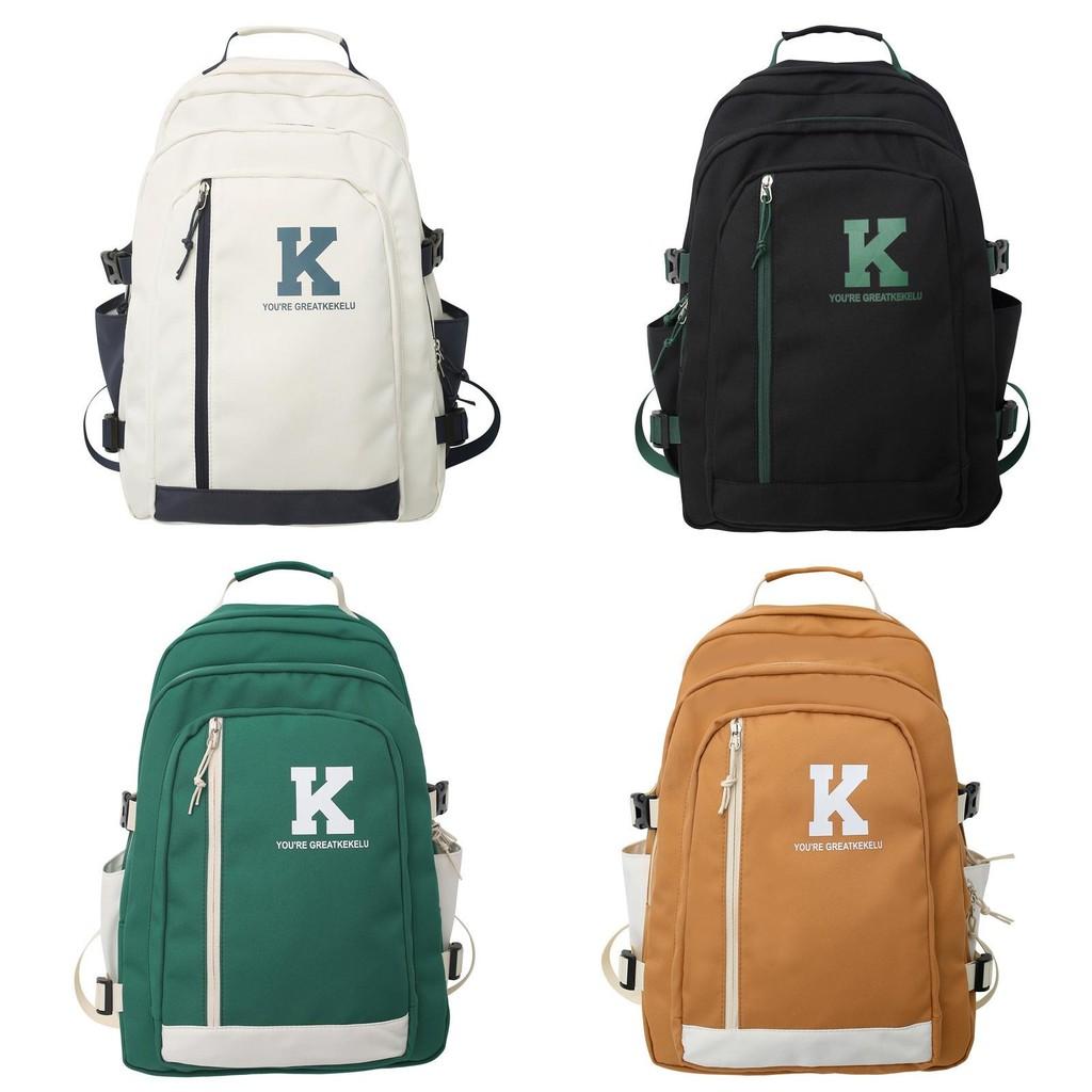 K Durable Letter Nylon Backpack With Laptop Compartment For School And Commuting