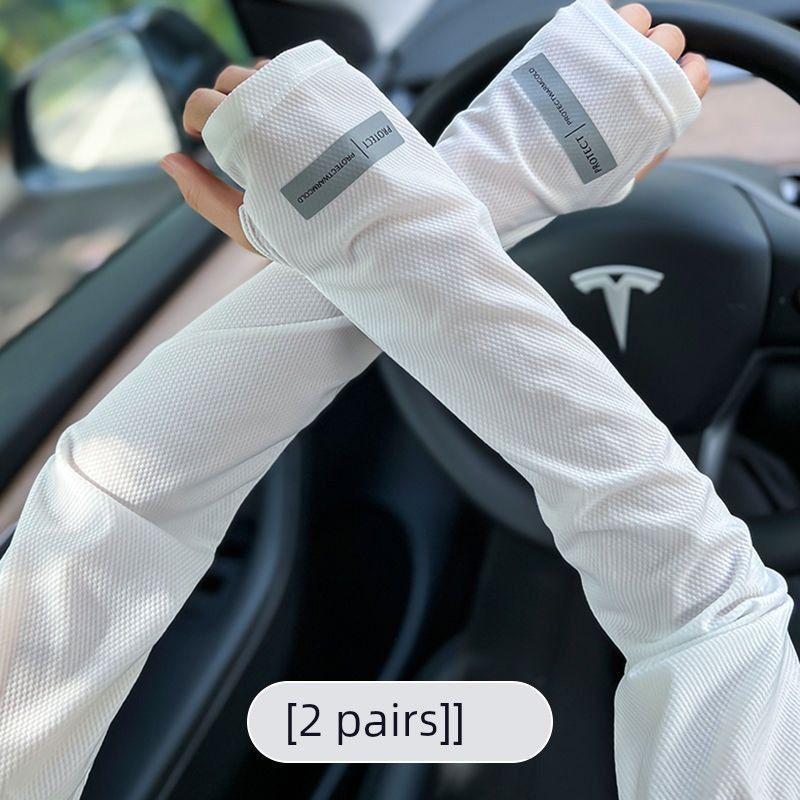

Plus Size Ice Sleeve Men s Loose Sun Protection Oversleeve Summer UV Protection Men Ice Silk Gloves Driving and Biking Arm Guard White [2 pairs] cool sunscreen/UPF50 + One size