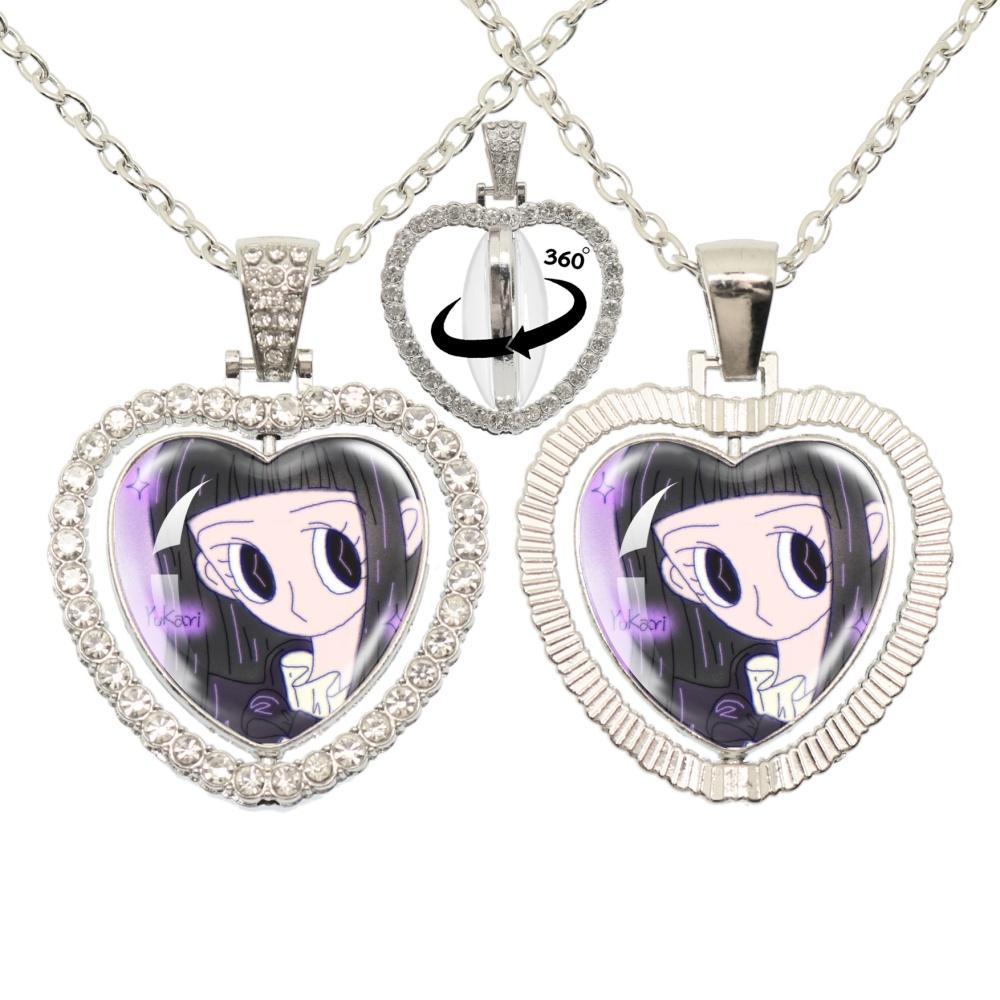 

Paradise Kiss Glass Double Sided 360 Degree Heart Pendant Rotation Necklace Yukari Hayasaka Miwako Sakurada Jewelry Charm Gift