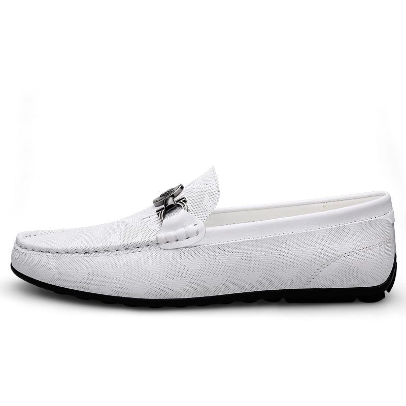 

Первый слой коровьей кожи, повседневная мужская обувь, черные кожаные туфли Doudou, простые и универсальные, закрывающие ногу, зеленое платье, ленивая обувь. 45 белый