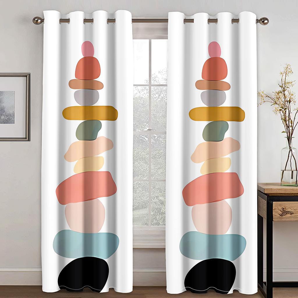 Simple Modern Art Abstract Stylish Colorful Window Curtains Blinds For Living Room Bedroom Bathroom Kicthen Door Home Decor2Pcs