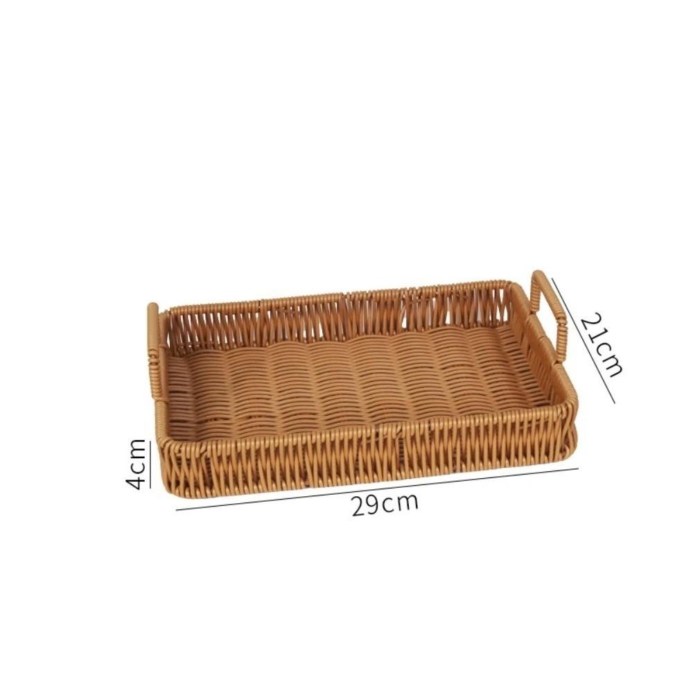 Handwoven Wicker Serving Tray Woven Handheld Plastic Rattan Storage Tray  Kitchen Storage
