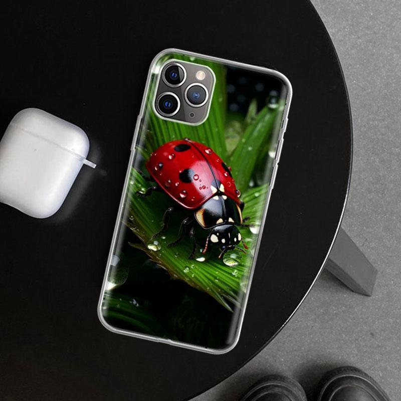 Insect Seven-Star ladybug Phone Case Cover for iPhone 11 12 13 Mini 14 15 Plus 16 Pro Max 17 Air 7 8 + SE Art Customized Fundas