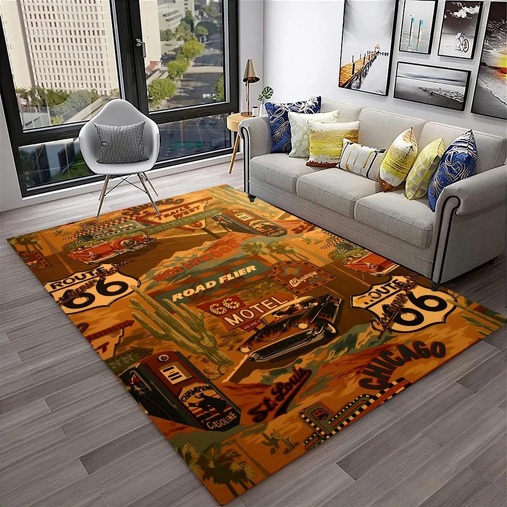 Mother Road,Historic Route 66,mãe estrada Carpet Rug for Home Living Room Bedroom Sofa Doormat Decor,Area Rug Non-slip Floor Mat