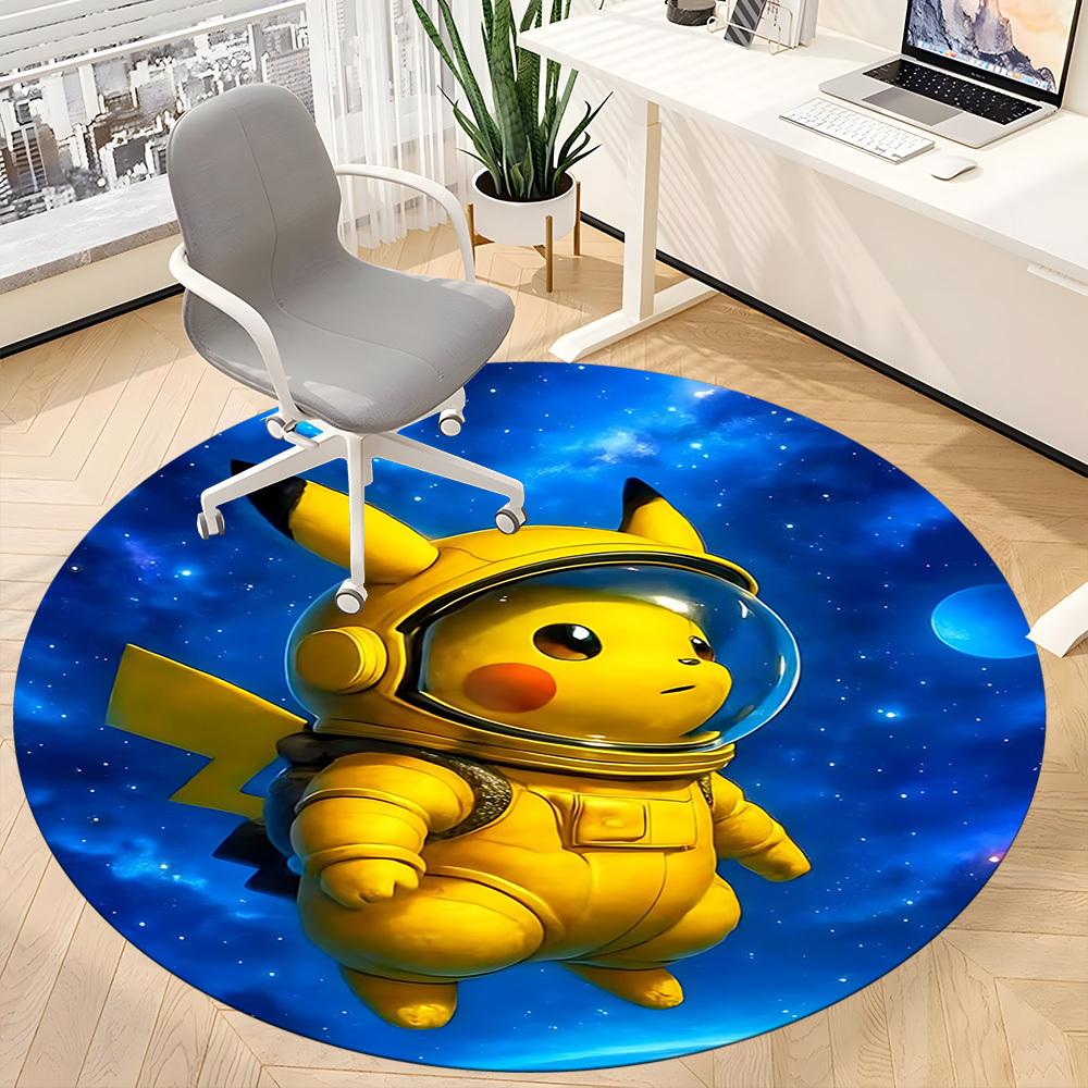 1pc Pikachu Astronaut Chair Carpet for Office, Indoor Non-Slip Polyester Fiber Carpet, Machine Washable, Durable Construction yy251205160