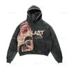 Street Trendy Brand Skull Pullover Sweater Digital Printing Casual Loose Hooded Sweater