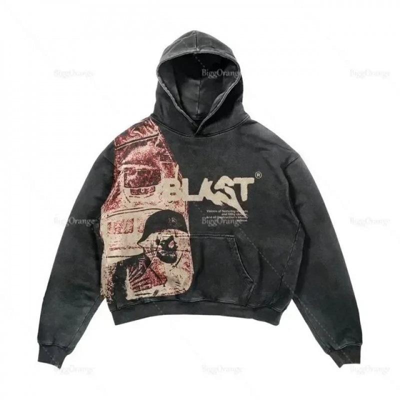 Street Trendy Brand Skull Pullover Sweater Digital Printing Casual Loose Hooded Sweater