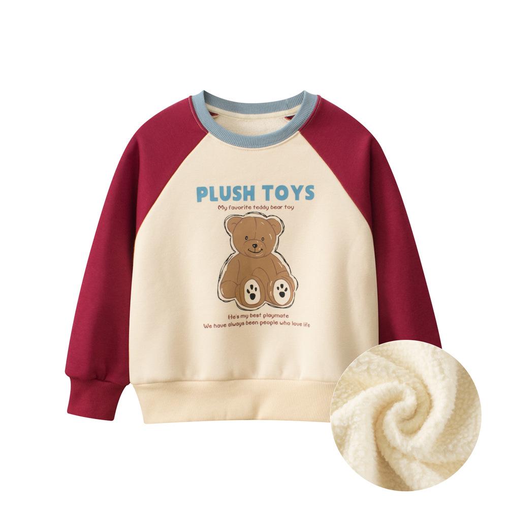 

27home Bear Pullover Fleece Sweatshirt for Girls – Autumn/Winter Children s Clothing 100 cm темно-красного/светло-бежевый