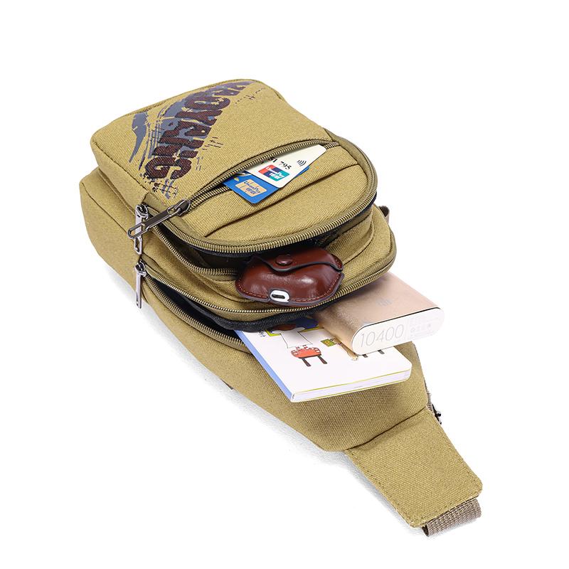 Chest Bag Men's Canvas Shoulder Crossbody Bag Outdoor Cycling Mobile Phone Bag