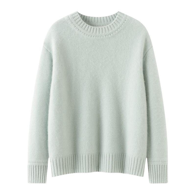 Women's Soft Baby Cashmere Sweater - Loose Knit, Versatile, Solid Color, Warm Base Layer