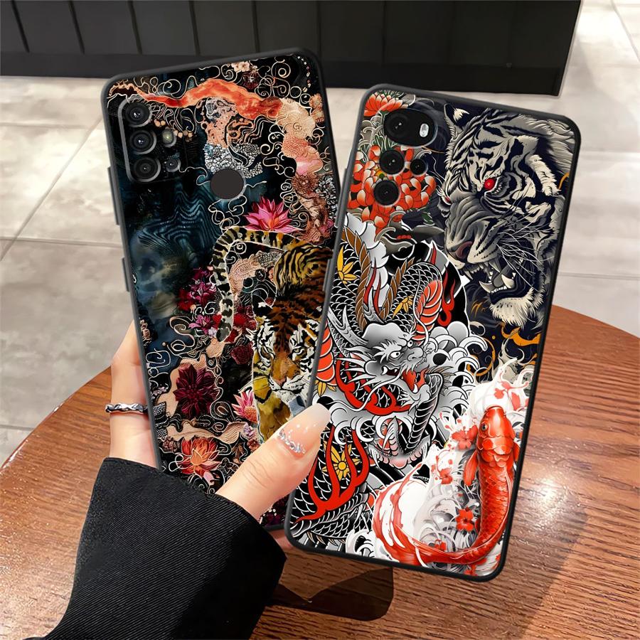 Splicing Tiger Dragon Case for Motorola Moto G52 G53 G30 G51 G73 G50 G71 G32 G22 Edge40 Edge 20 Pro 30 Lite G60s Phone Cover