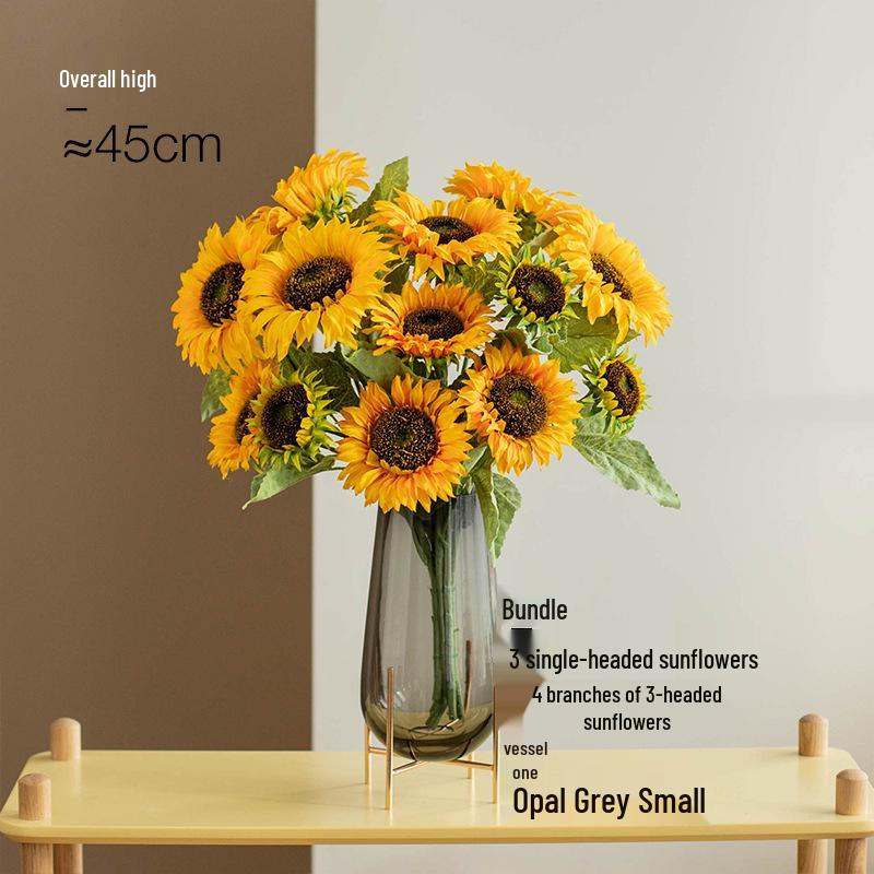 Sunflower Silk Flower Arrangement: Artificial Dried Flowers for Living Room, Dining Table, and Photo Props