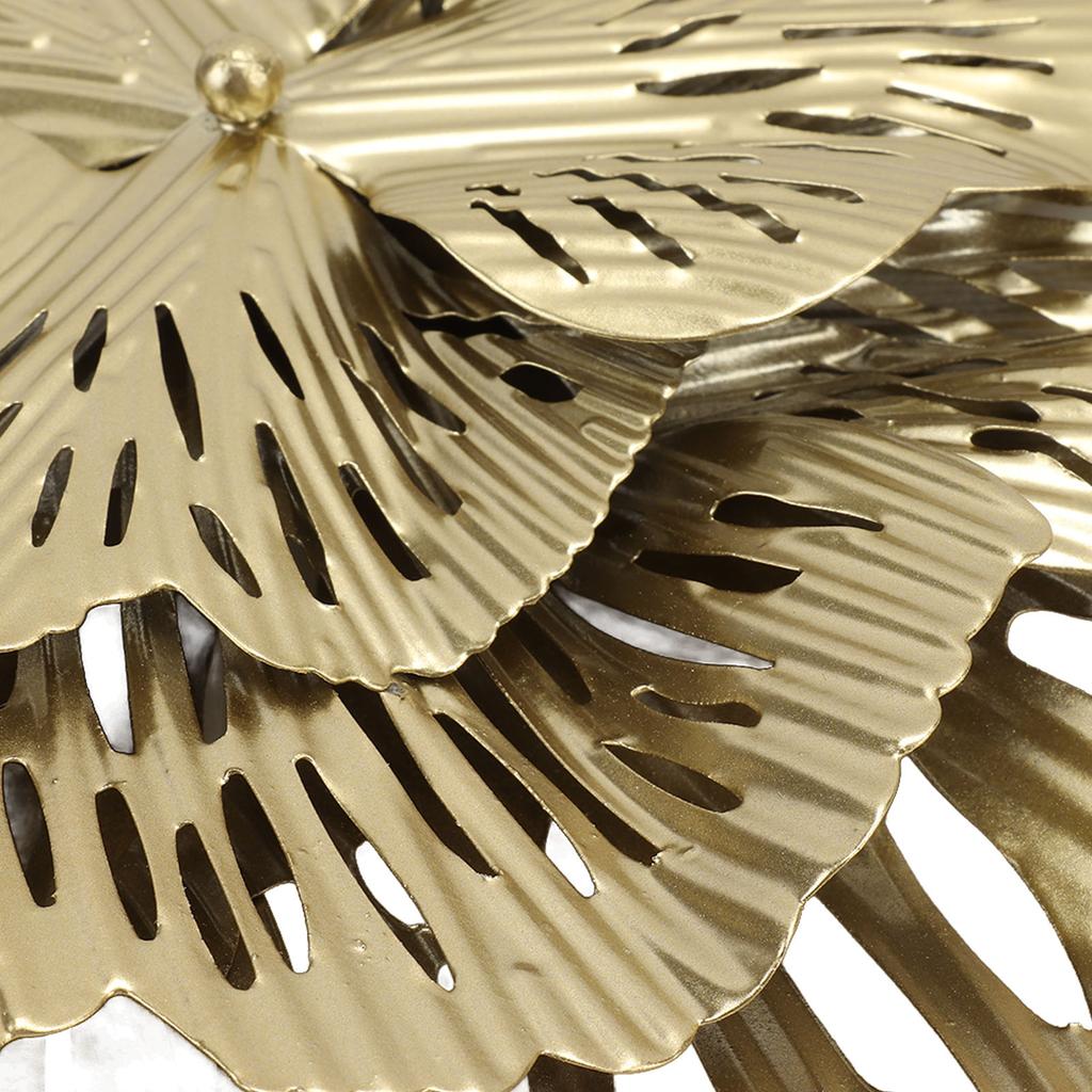 Metal Wall Decor Modern Stylish Triangular Ginkgo Flower Iron 3D Wall Sculpture for Living Room Bedroom Hall