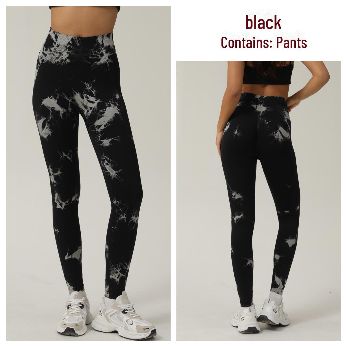 

Бесшовные леггинсы для йоги Mu Jin Tie-Dye - персиковый, приподнимающий бедра Small чёрный