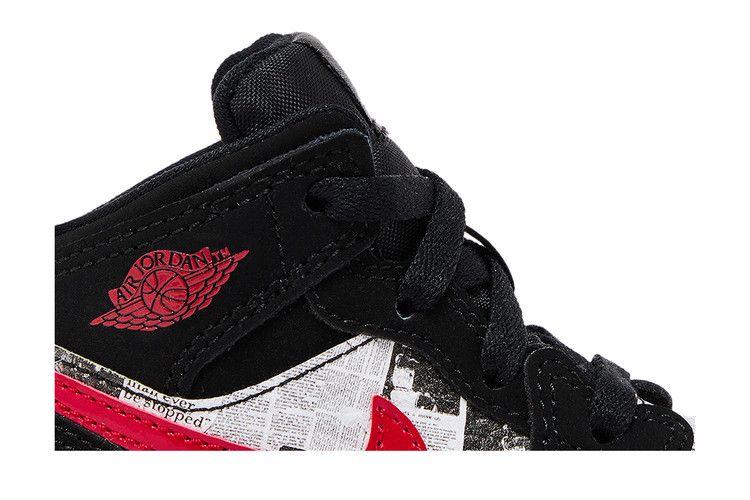 Kids' Sneakers Nike Jordan 1 Mid Newspaper Air Times (TD) Black/Gym Red-White