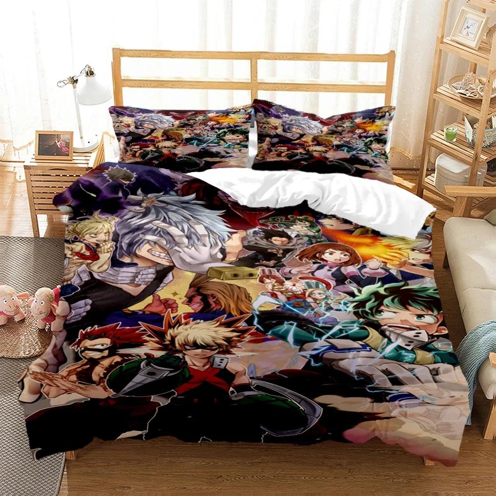 My Hero Anime Druck Dreiteiliges Bettwäscheset Mode Kinder Oder Erwachsene Für Betten Bettbezüge Kissenbezüge Bettwäscheset Geschenk