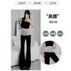 Color matching curled micro-flared pants women's autumn new thin slim sweatpants Spice girl drape wide-leg sweatpants