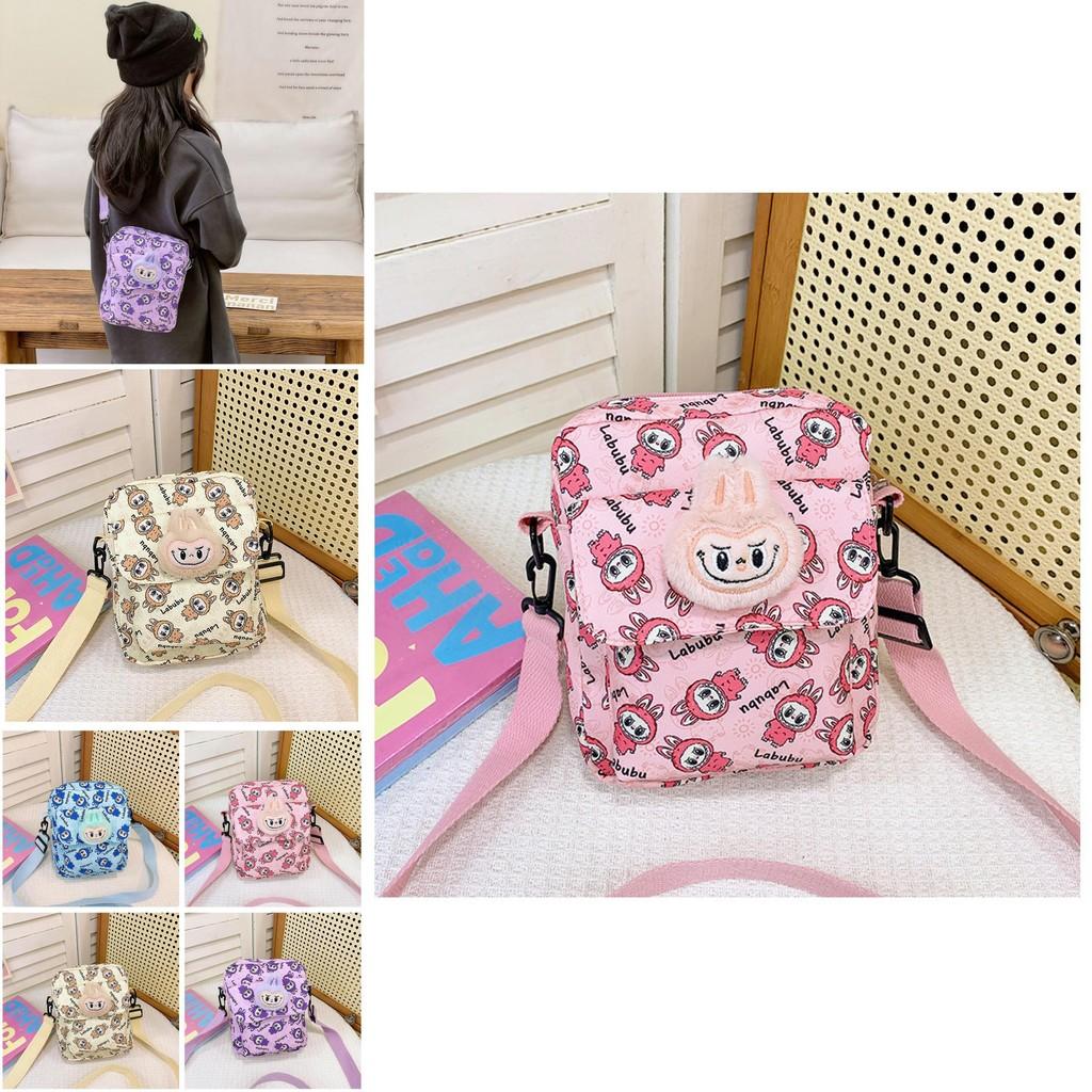 Adorable Labubu Cartoon Childrens Shoulder Bag For Boys And Girls With Breathable Nylon Fabric
