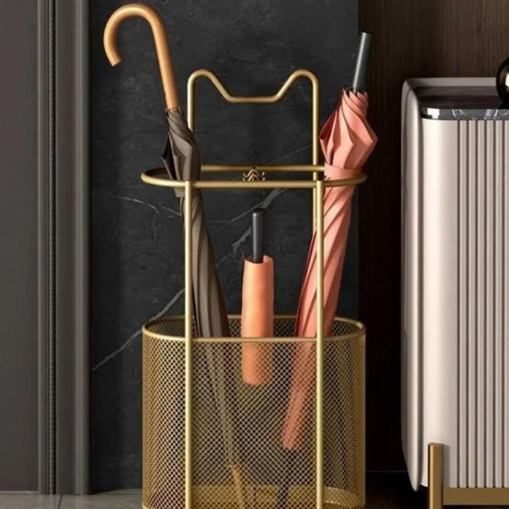 Elegant Wrought Iron Drainable Umbrella Stand for Home and Entranceways