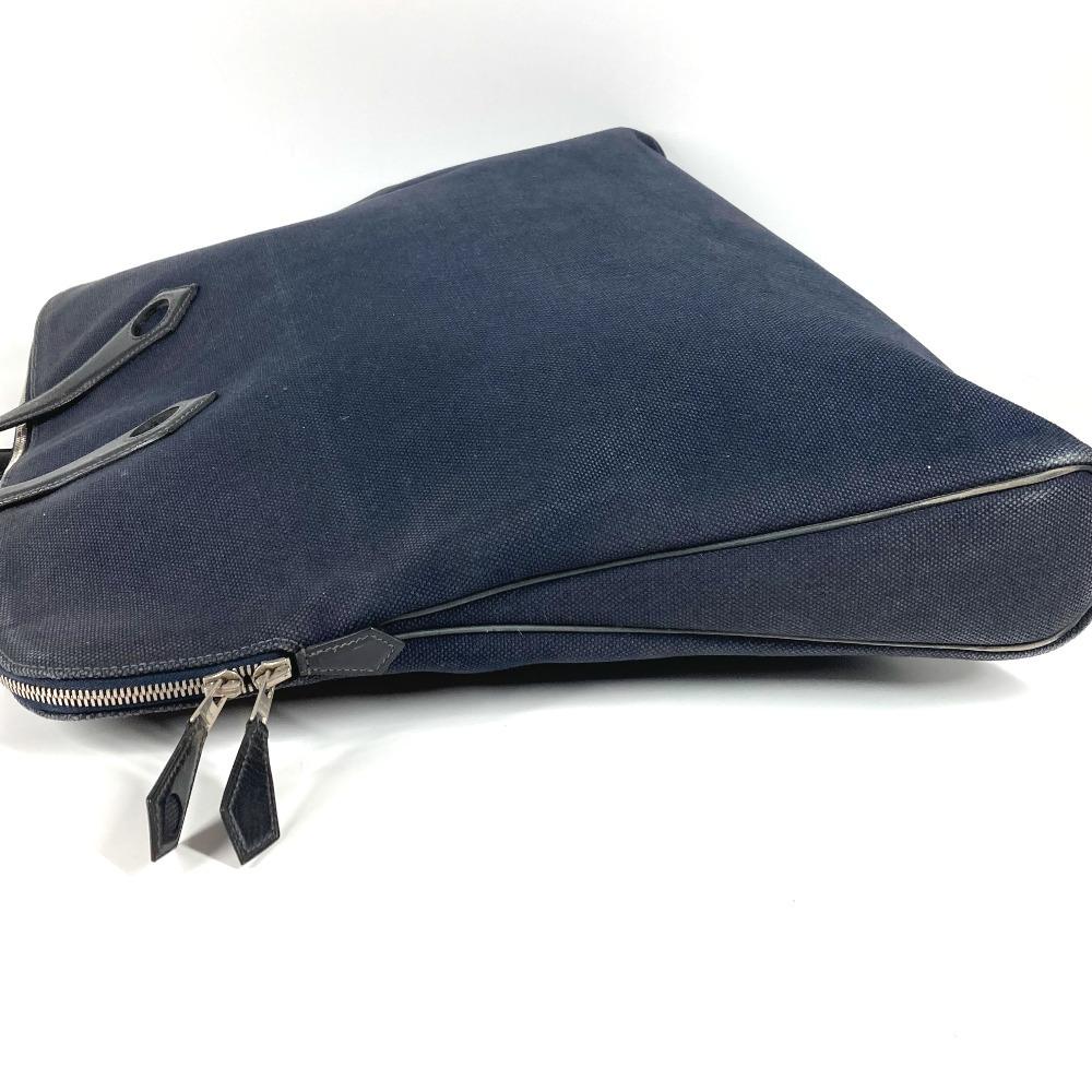 HERMES Duffle Bag Sac Iboo GM Tote Bag Hand Bag Leather/Canvas Black/Navy