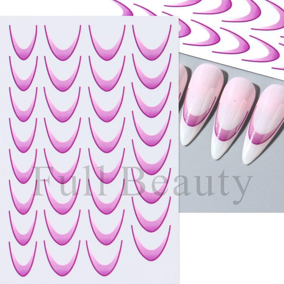 French Nail Stickers Liner Nail Art Decals Colorful Sliders Manicure Decor