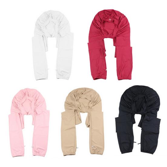 Women Sleeping Hat Dual-Purpose Long Braids Protective Breathable Silk Hair Cover Adjustable Pantyhose