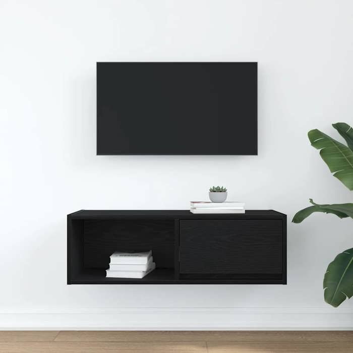 VidaXL Meuble TV chêne noir 80x31x25,5 cm bois d'ingénierie, banc TV, meuble hifi, centre de divertissement, buffet TV, 861456