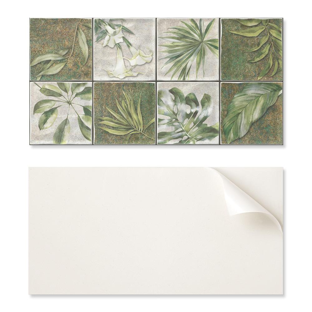 Winylowy Dekor Ścienny Samoprzylepny Do Wnętrz 120X60 Cm Liście W Mozaice Natury