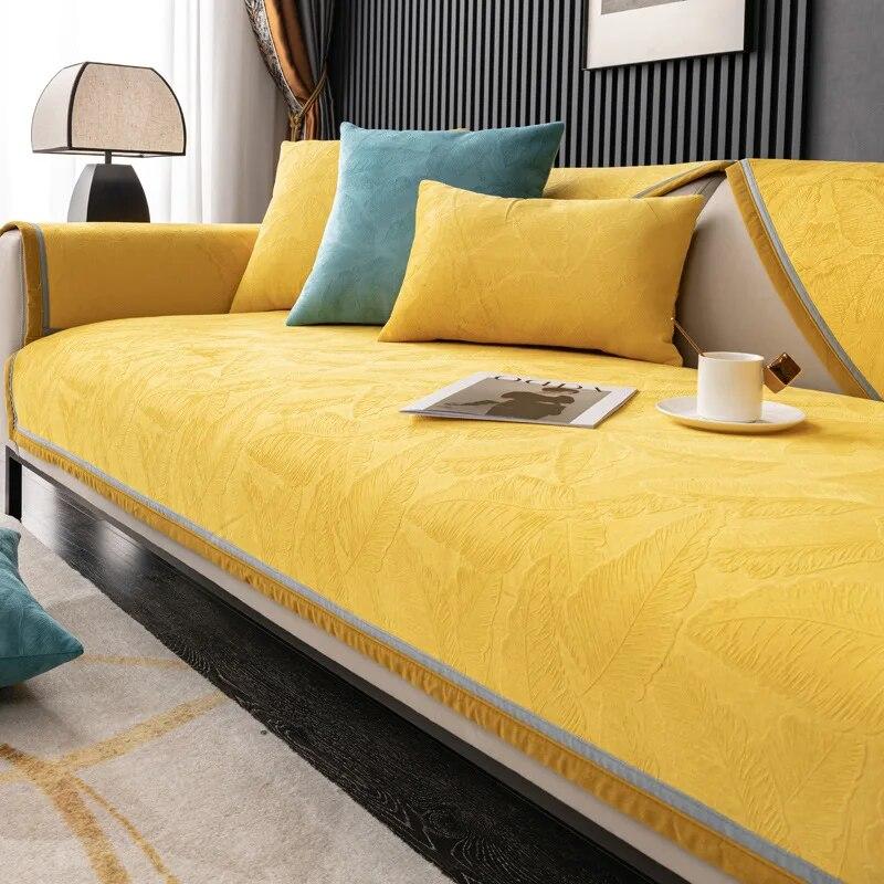 Light Luxury Grey Color Sofa Towel European Brief Thicken Quilted Sofa Cover Slip Resistant European Couch Cover for Living Room