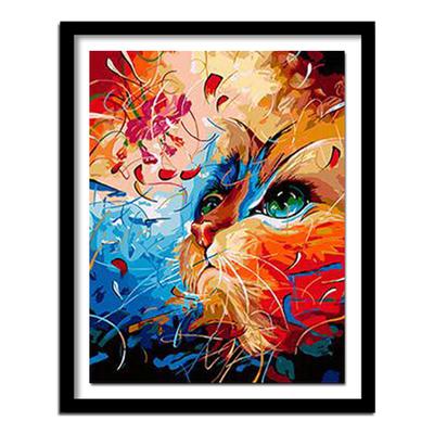 5D DIY Stickerei farbige süße Katze Blume Diamant Malerei Kreuzstich Runde Strass Dekoration