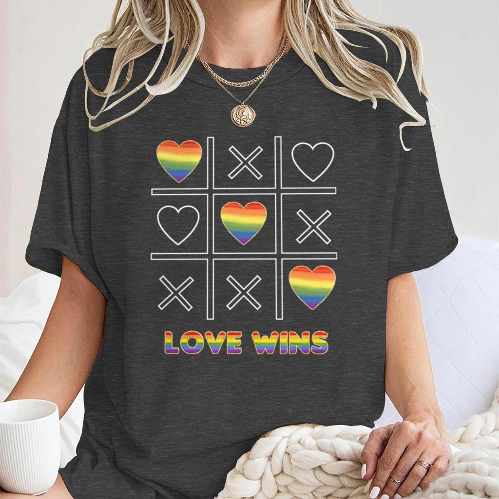 Fashion LGBT Love Wins TShirt Women Men Fun Chessboard Print Short Sleeve Tees Casual Lesbian Bisexual Crewneck T Shirts